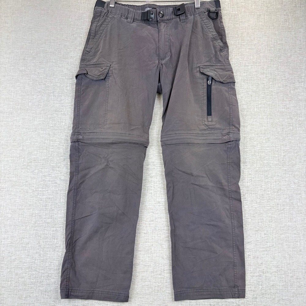 BC Clothing Mens Convertible Cargo Pants Gray Size M x 30 Hiking Zip Off Shorts